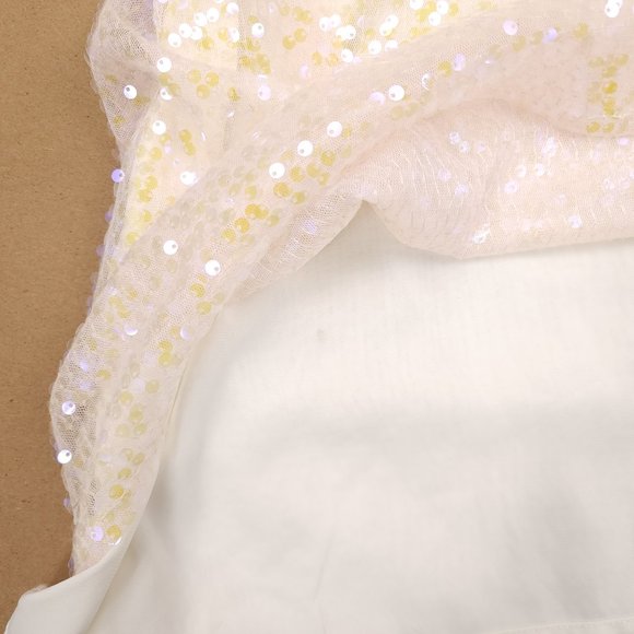 For Love and Lemons L Blanc Lourve Sheer Lace Sequin Long Sleeve Dress NWT - Picture 15 of 16